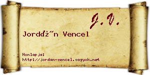 Jordán Vencel névjegykártya